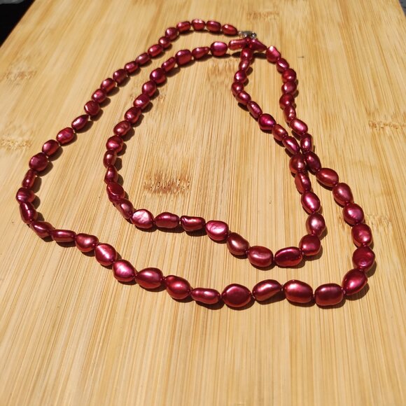 Honora Freshwater Pearl Cherry red 925 Sterling Silver 36" Stunning - Picture 6 of 7